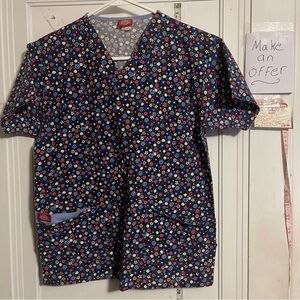 Dickies Blue Floral Scrub Top